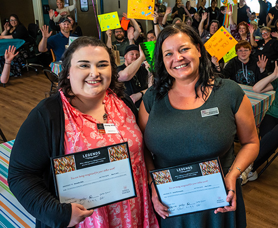 Marquis Legend Award Ceremony Legends Kasandra Mills and Jacqui McConnachie smiling together during the Marquis Legends award ceremony